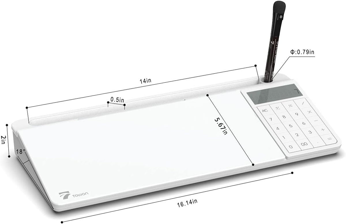 Compact Glass Desktop Whiteboard with Storage 12x7 in, Lavender