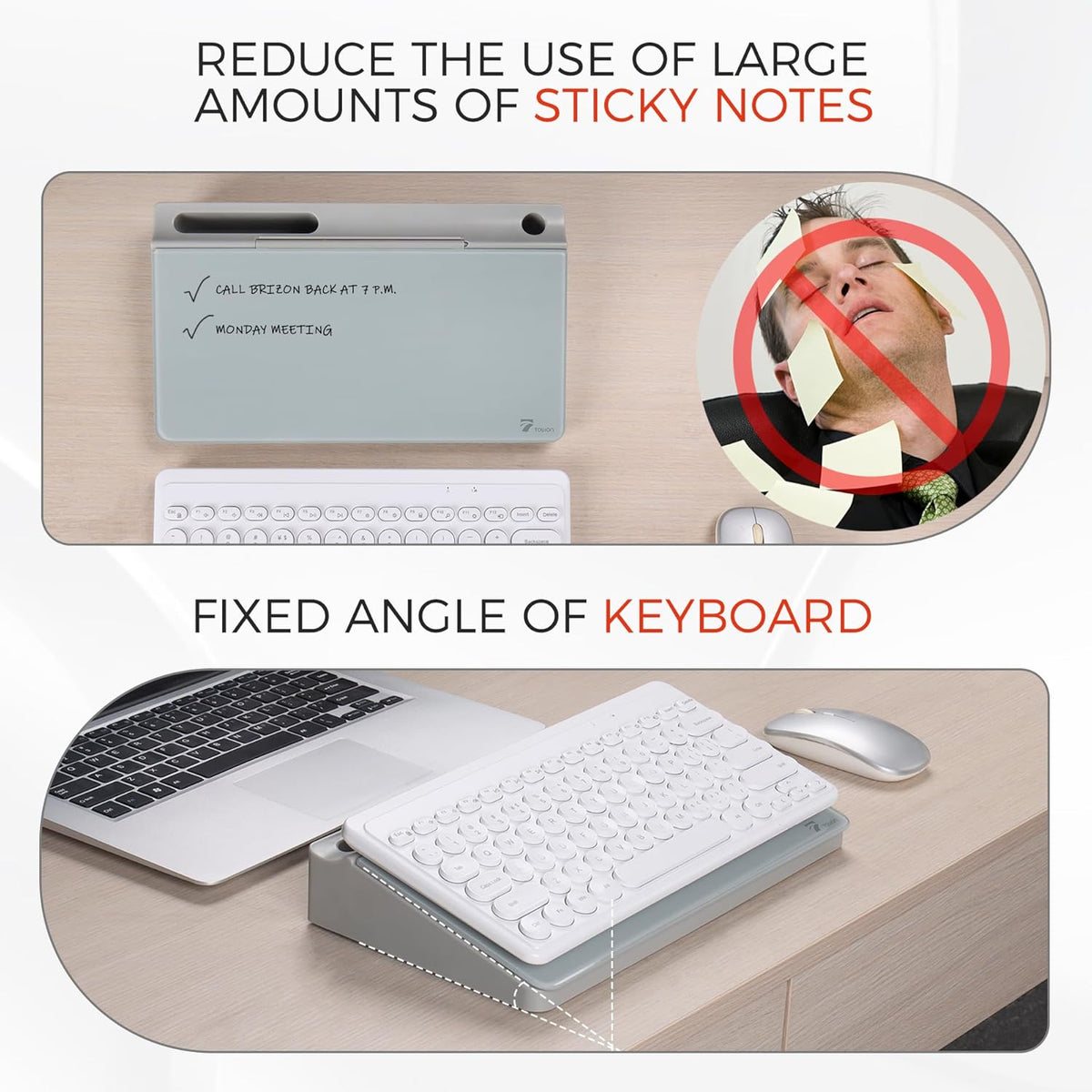 Compact Glass Desktop Whiteboard with Storage 12x7 in, Lavender