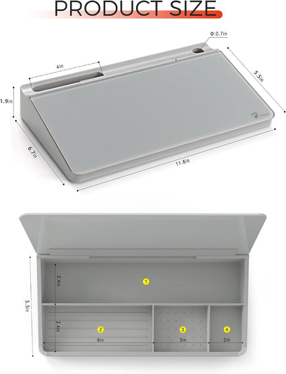 Compact Glass Desktop Whiteboard with Storage 12x7 in, Lavender