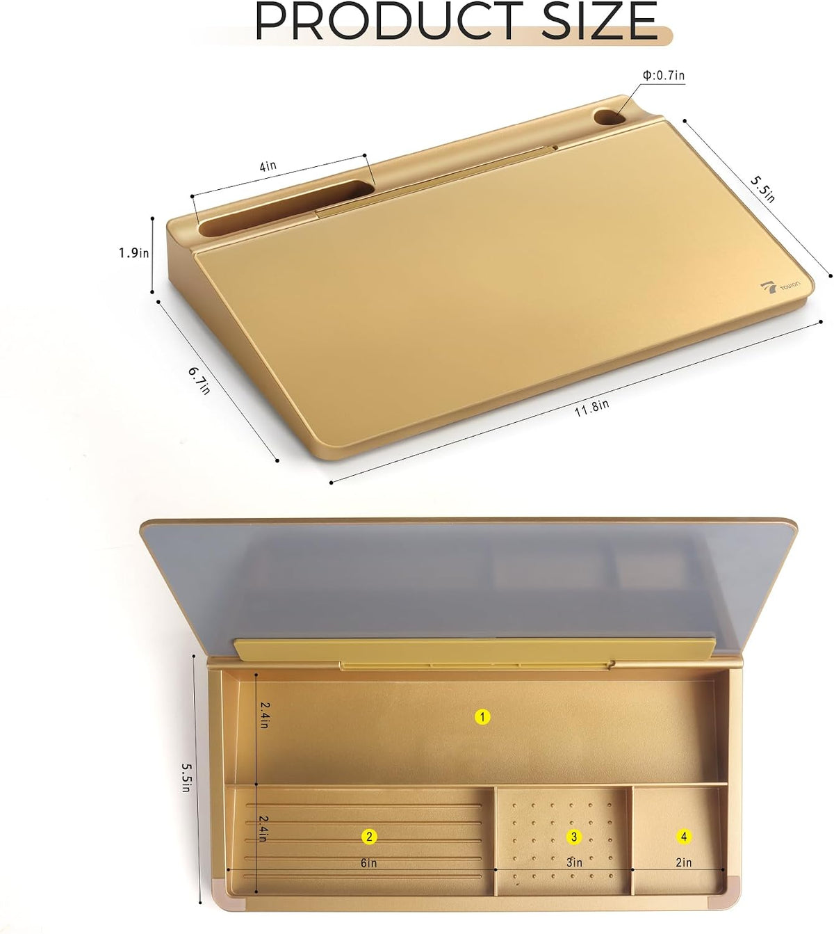 Compact Glass Desktop Whiteboard with Storage 12x7 in, Lavender