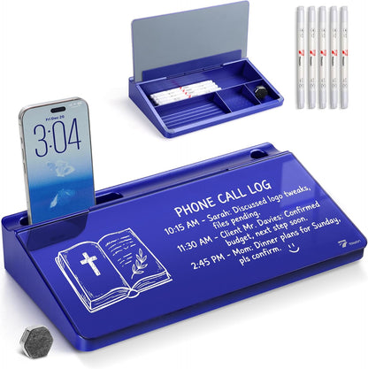 Compact Glass Desktop Whiteboard with Storage 12x7 in, Lavender