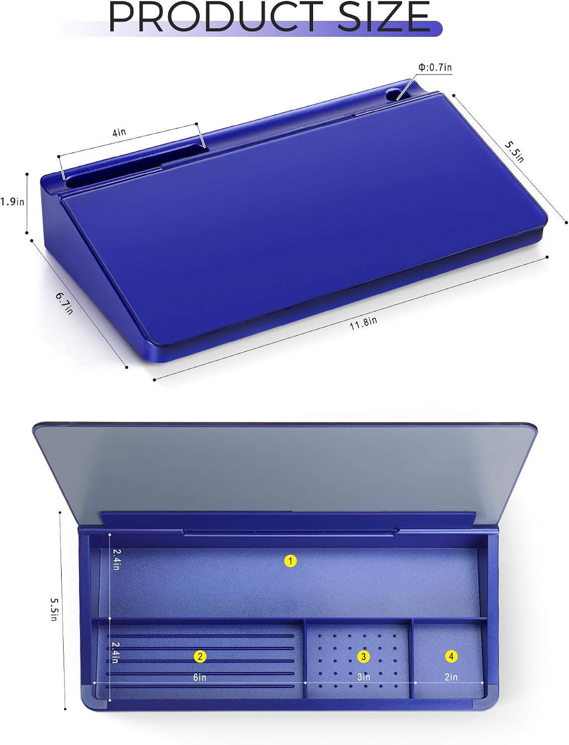 Compact Glass Desktop Whiteboard with Storage 12x7 in, Lavender