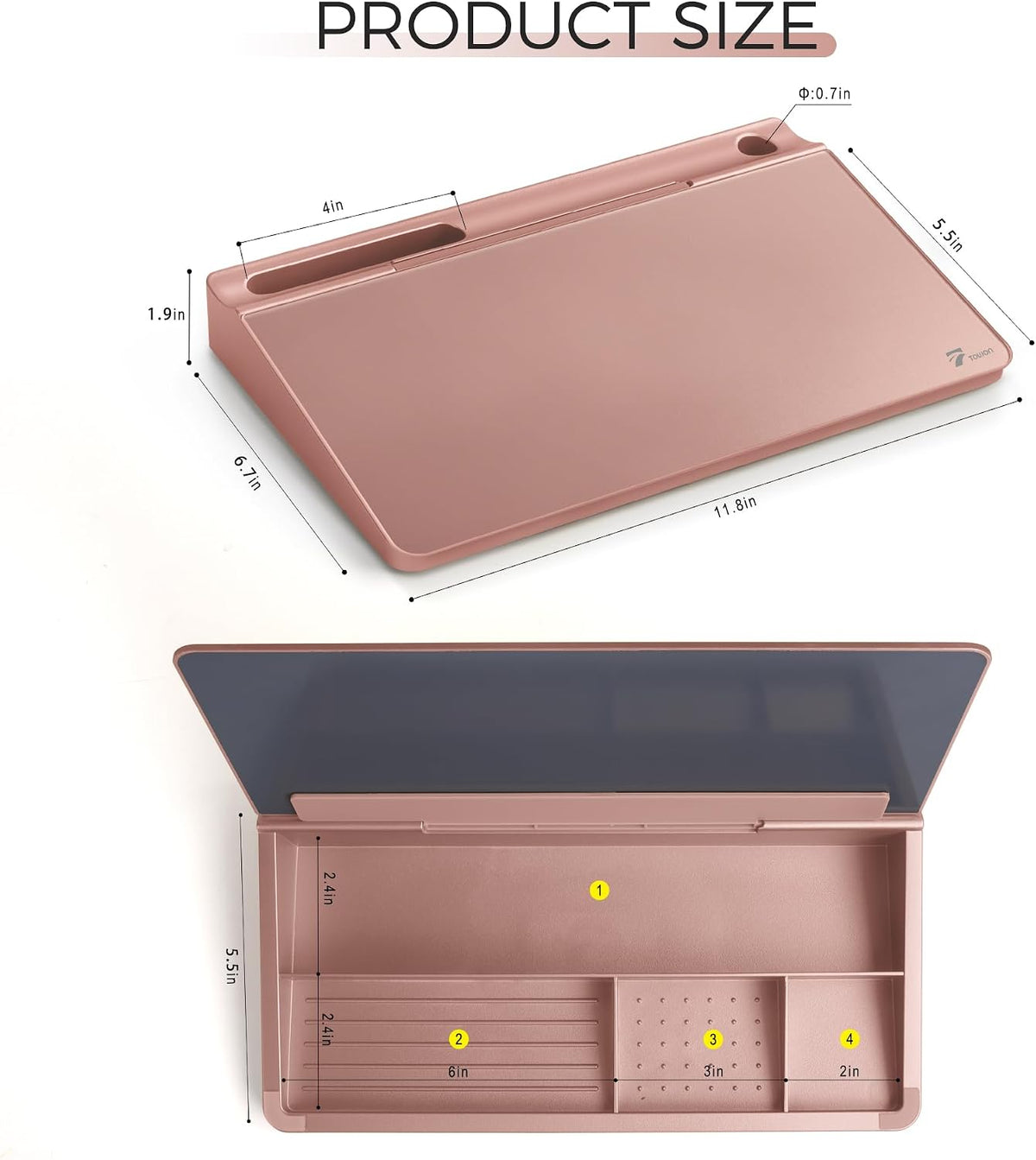 Compact Glass Desktop Whiteboard with Storage 12x7 in, Lavender