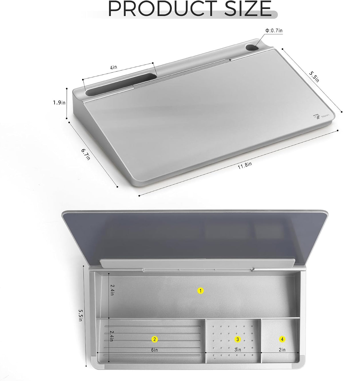 Compact Glass Desktop Whiteboard with Storage 12x7 in, Lavender