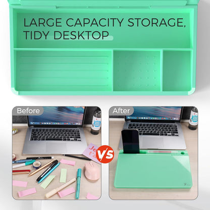Compact Glass Desktop Whiteboard with Storage 12x7 in, Lavender