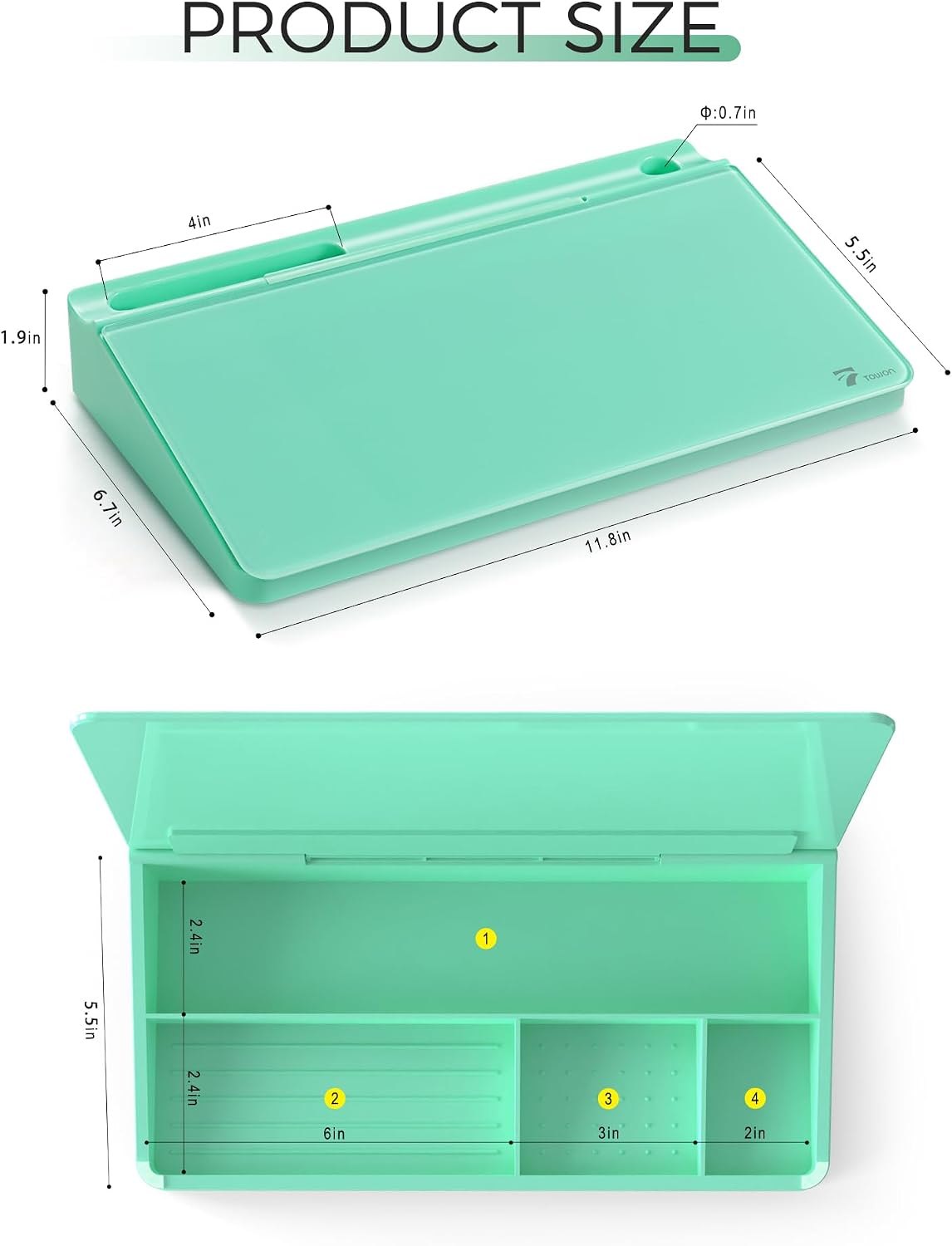 Compact Glass Desktop Whiteboard with Storage 12x7 in, Lavender