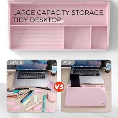 Compact Glass Desktop Whiteboard with Storage 12x7 in, Lavender