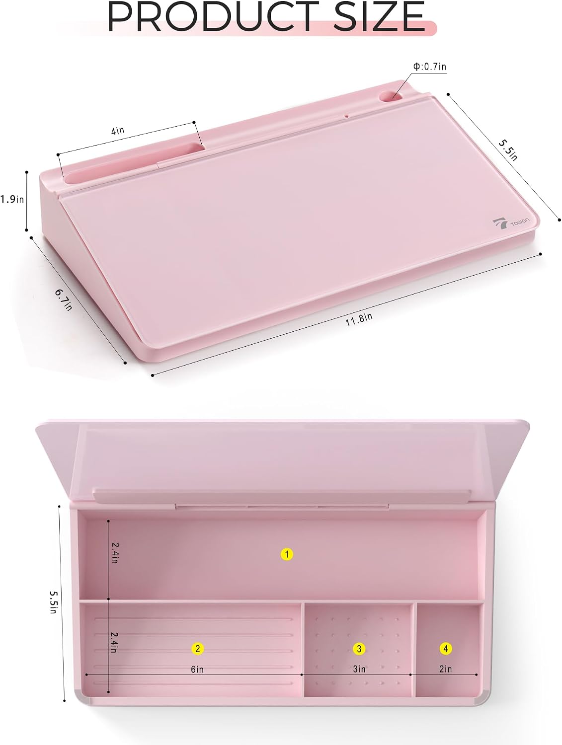 Compact Glass Desktop Whiteboard with Storage 12x7 in, Lavender