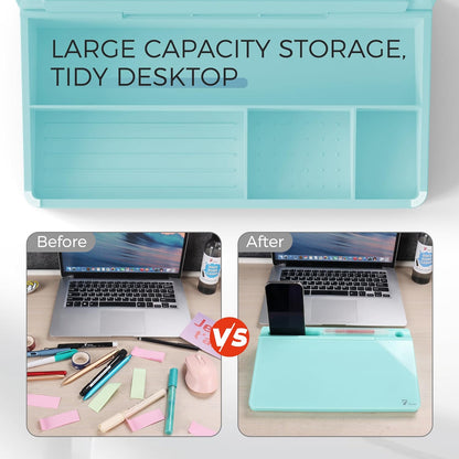 Compact Glass Desktop Whiteboard with Storage 12x7 in, Lavender