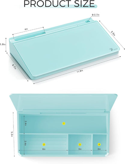 Compact Glass Desktop Whiteboard with Storage 12x7 in, Lavender