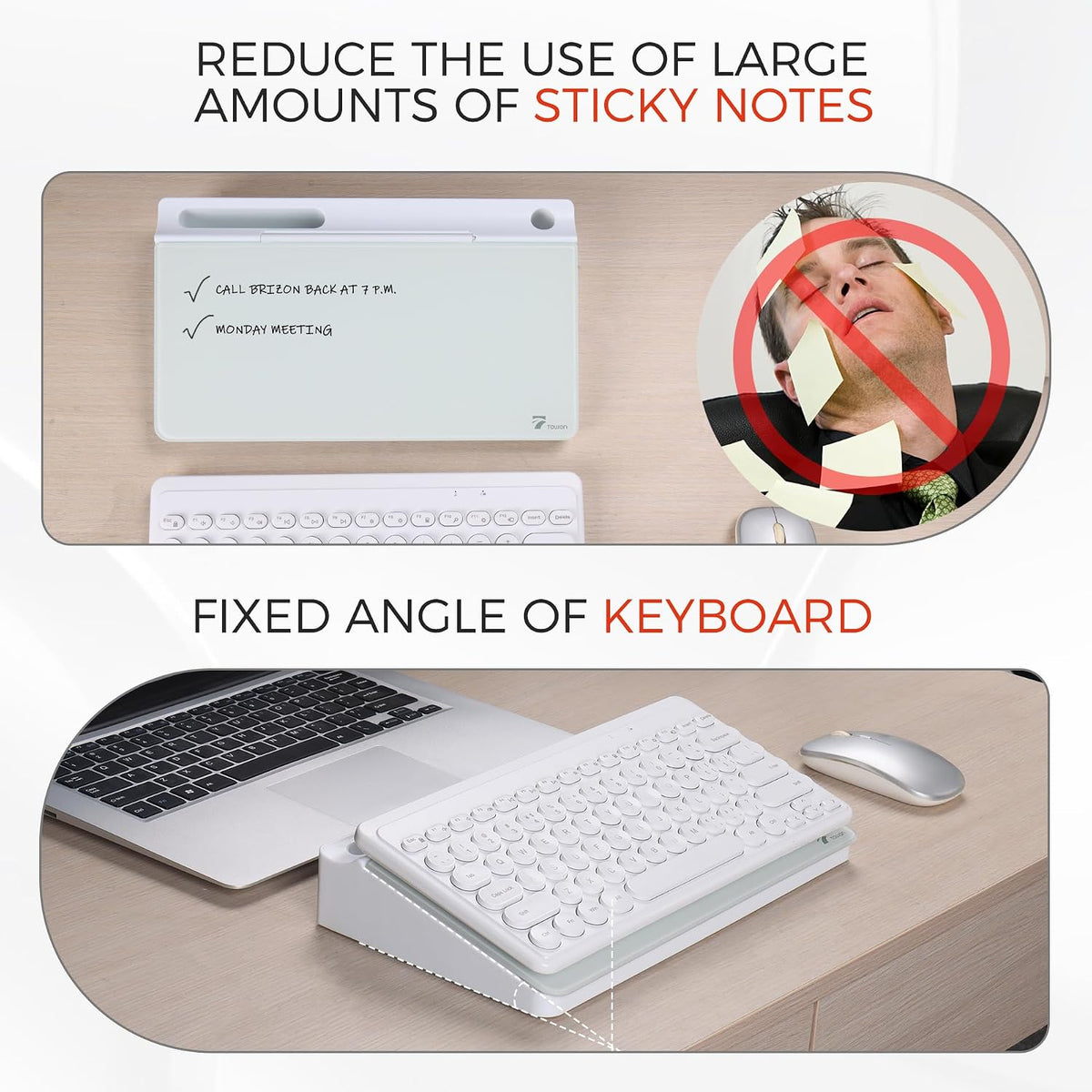 Compact Glass Desktop Whiteboard with Storage 12x7 in, Lavender