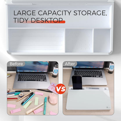 Compact Glass Desktop Whiteboard with Storage 12x7 in, Lavender