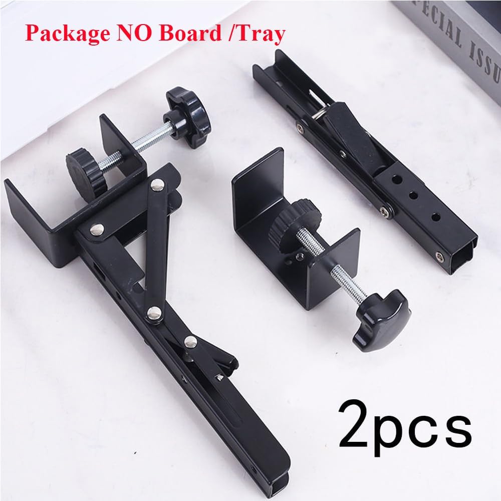 Under Desk Keyboard Tray Support Bracket Adjustable Desktop Extension Board Stand Clamp-on Keyboard Holder Arm Rest Tray Extension Plate Support Rack for Desk, NO Board/Tray, 1 Set (Style02)