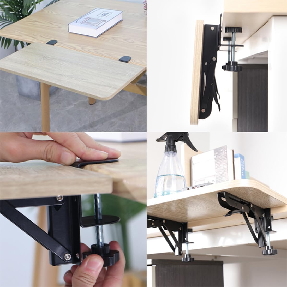 Under Desk Keyboard Tray Support Bracket Adjustable Desktop Extension Board Stand Clamp-on Keyboard Holder Arm Rest Tray Extension Plate Support Rack for Desk, NO Board/Tray, 1 Set (Style02)