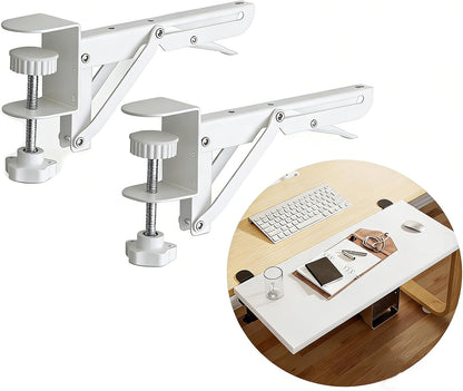 Under Desk Keyboard Tray Support Bracket Adjustable Desktop Extension Board Stand Clamp-on Keyboard Holder Arm Rest Tray Extension Plate Support Rack for Desk, NO Board/Tray, 1 Set (Style02)