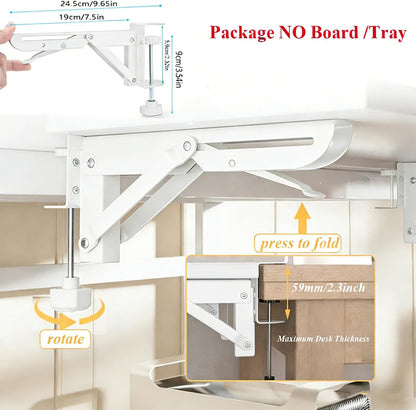Under Desk Keyboard Tray Support Bracket Adjustable Desktop Extension Board Stand Clamp-on Keyboard Holder Arm Rest Tray Extension Plate Support Rack for Desk, NO Board/Tray, 1 Set (Style02)