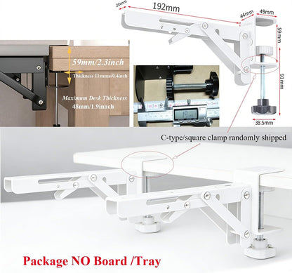 Under Desk Keyboard Tray Support Bracket Adjustable Desktop Extension Board Stand Clamp-on Keyboard Holder Arm Rest Tray Extension Plate Support Rack for Desk, NO Board/Tray, 1 Set (Style02)