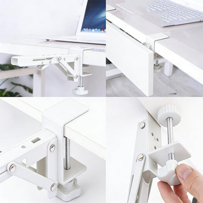 Under Desk Keyboard Tray Support Bracket Adjustable Desktop Extension Board Stand Clamp-on Keyboard Holder Arm Rest Tray Extension Plate Support Rack for Desk, NO Board/Tray, 1 Set (Style02)