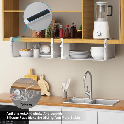 2Pack Under Shelf Basket,Adjustable Hanging Holder,Black