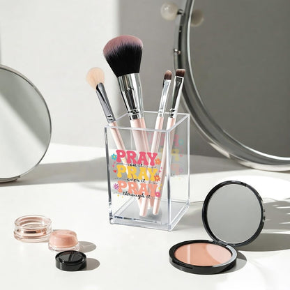 Just Breathe Acrylic Cosmetic Pencil Pen Holder Cup, Hope Inspirational Makeup Brush Organizer Holder, Women Faith Gifts, Encouragement Gifts for Women Mom Daughter Sister Friend Yoga Teacher