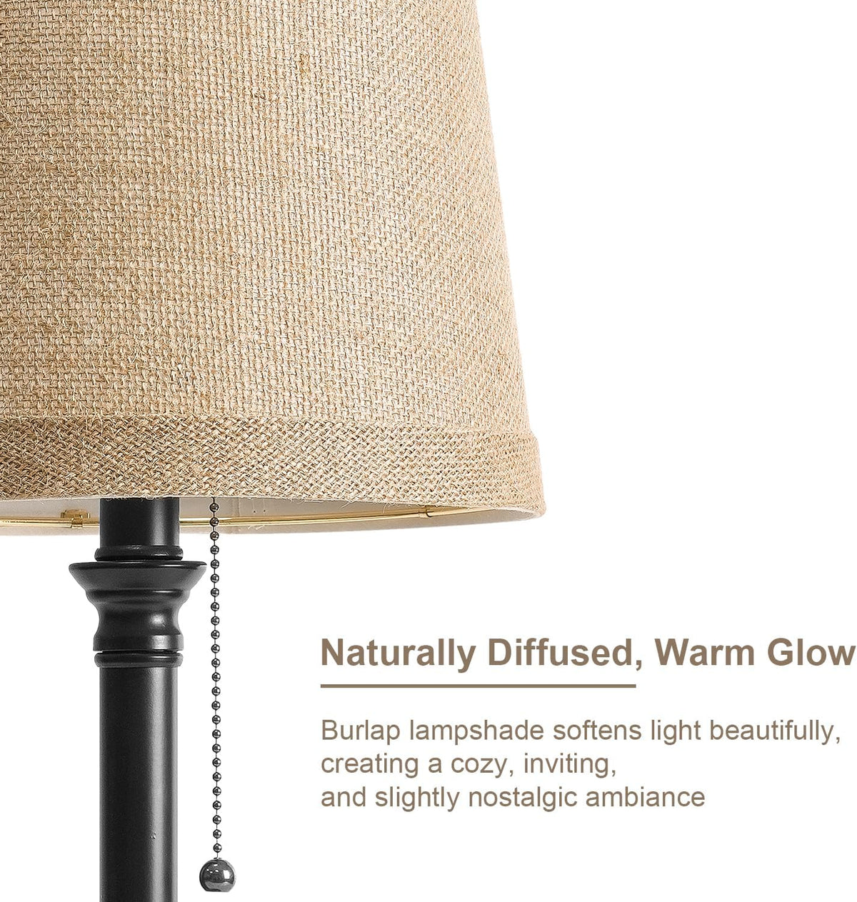 19.5" Small Table Lamp for Bedroom - Bedside Lamps for Nightstand