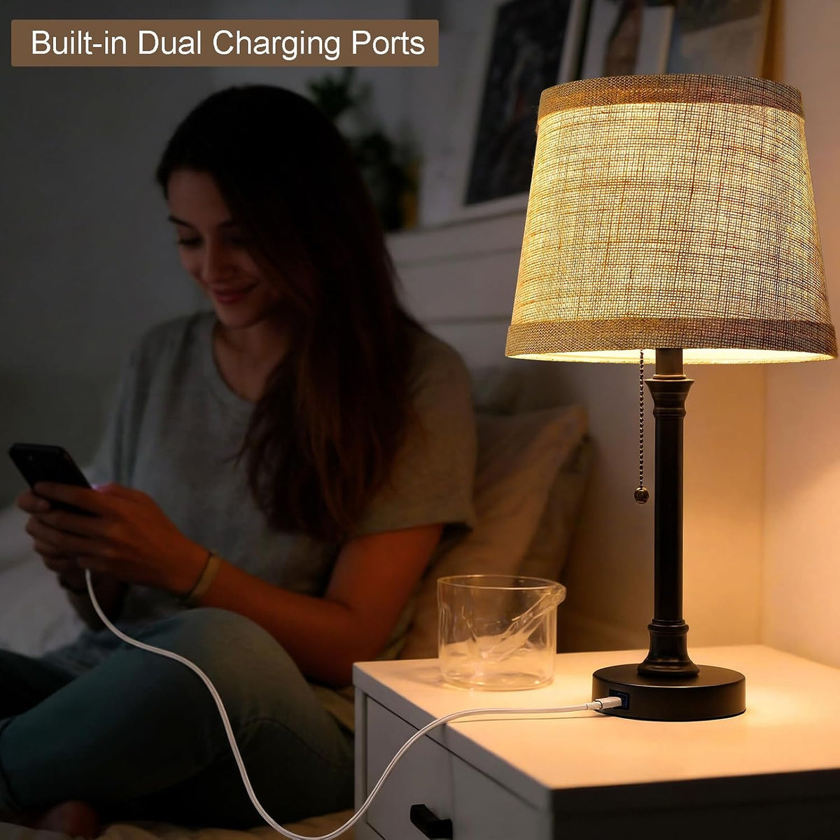 19.5" Small Table Lamp for Bedroom - Bedside Lamps for Nightstand