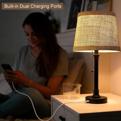 19.5" Small Table Lamp for Bedroom - Bedside Lamps for Nightstand