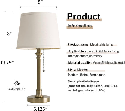 19.5" Small Table Lamp for Bedroom - Bedside Lamps for Nightstand