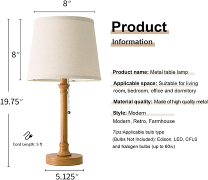 19.5" Small Table Lamp for Bedroom - Bedside Lamps for Nightstand