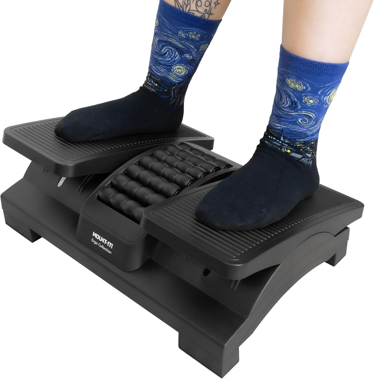 ! Ergonomic Footrest, Tilt Adjustable Individual Platforms, Height Adjustable Foot Rest with Massage Surface, Under Desk Foot Stool for Office, Leg Support and Improved Posture, Black
