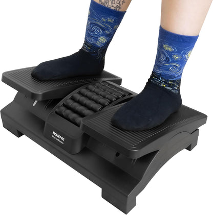 ! Ergonomic Footrest, Tilt Adjustable Individual Platforms, Height Adjustable Foot Rest with Massage Surface, Under Desk Foot Stool for Office, Leg Support and Improved Posture, Black