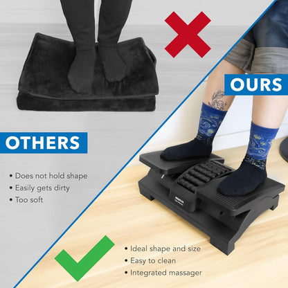 ! Ergonomic Footrest, Tilt Adjustable Individual Platforms, Height Adjustable Foot Rest with Massage Surface, Under Desk Foot Stool for Office, Leg Support and Improved Posture, Black