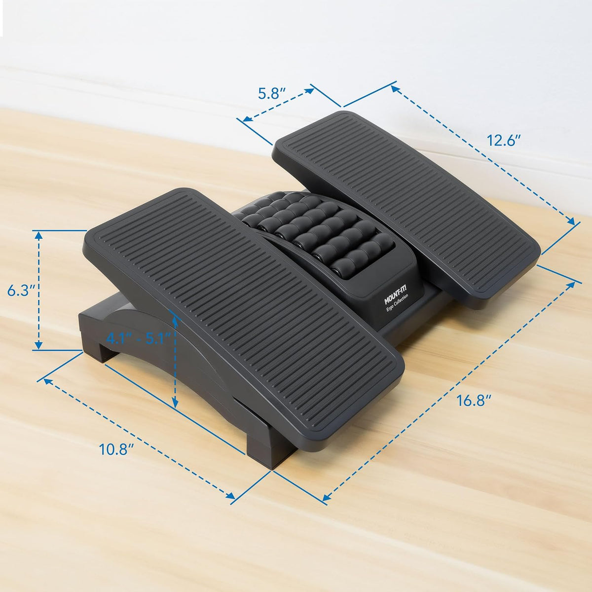 ! Ergonomic Footrest, Tilt Adjustable Individual Platforms, Height Adjustable Foot Rest with Massage Surface, Under Desk Foot Stool for Office, Leg Support and Improved Posture, Black