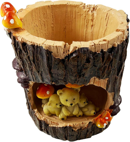 Cute Animal Resin Succulent Plant Pot Cactus Plant Pot Flower Pot Container Planter Bonsai Pots Desk Mini Ornament Pot with A Hole Idea (Frog Tree Hole)