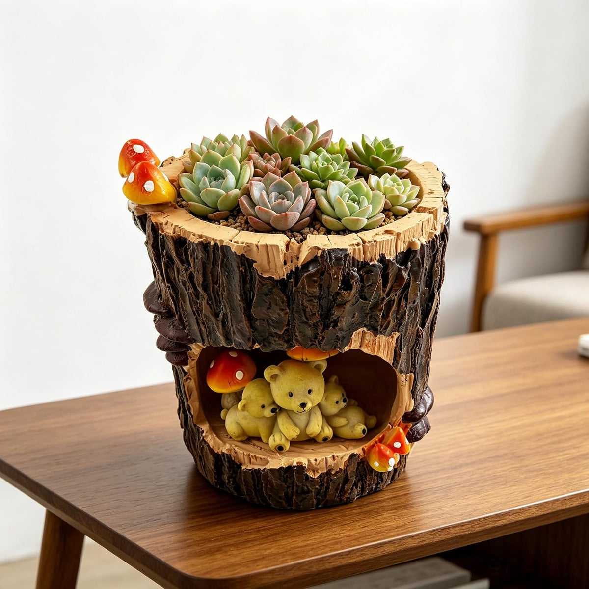 Cute Animal Resin Succulent Plant Pot Cactus Plant Pot Flower Pot Container Planter Bonsai Pots Desk Mini Ornament Pot with A Hole Idea (Frog Tree Hole)
