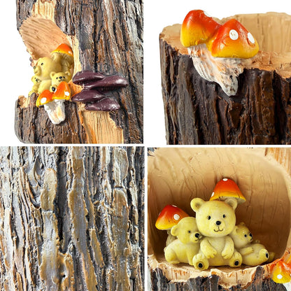 Cute Animal Resin Succulent Plant Pot Cactus Plant Pot Flower Pot Container Planter Bonsai Pots Desk Mini Ornament Pot with A Hole Idea (Frog Tree Hole)