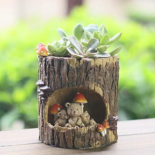 Cute Animal Resin Succulent Plant Pot Cactus Plant Pot Flower Pot Container Planter Bonsai Pots Desk Mini Ornament Pot with A Hole Idea (Frog Tree Hole)