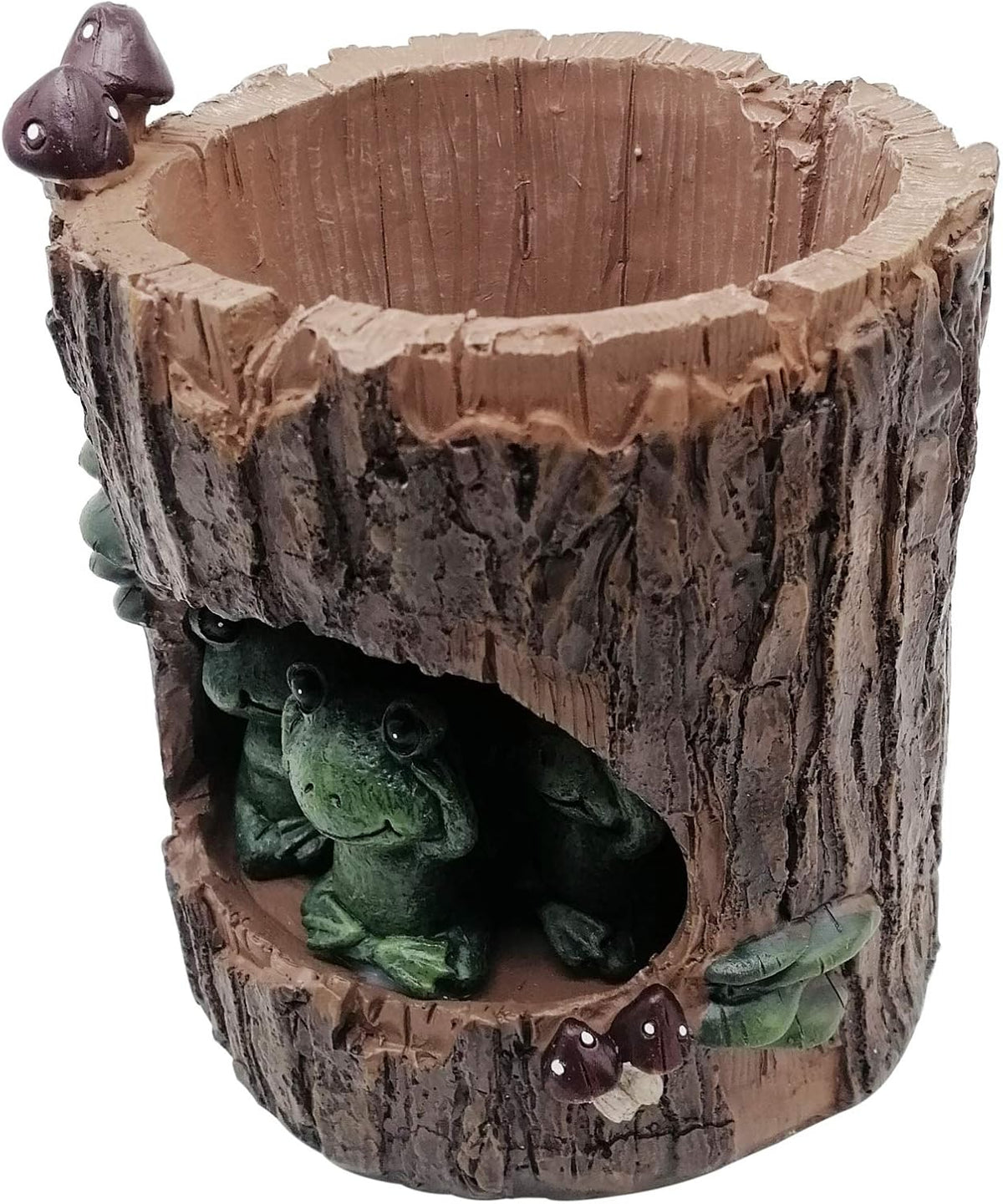 Cute Animal Resin Succulent Plant Pot Cactus Plant Pot Flower Pot Container Planter Bonsai Pots Desk Mini Ornament Pot with A Hole Idea (Frog Tree Hole)