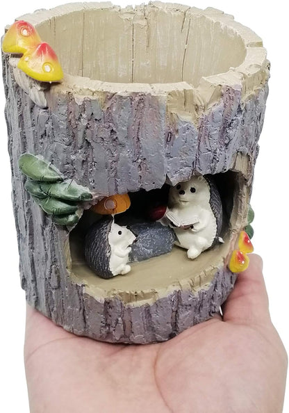 Cute Animal Resin Succulent Plant Pot Cactus Plant Pot Flower Pot Container Planter Bonsai Pots Desk Mini Ornament Pot with A Hole Idea (Frog Tree Hole)