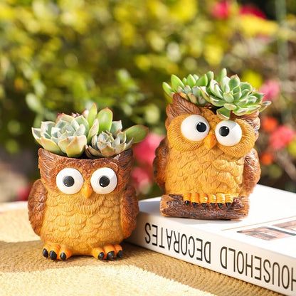 Cute Animal Resin Succulent Plant Pot Cactus Plant Pot Flower Pot Container Planter Bonsai Pots Desk Mini Ornament Pot with A Hole Idea (Frog Tree Hole)