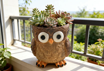 Cute Animal Resin Succulent Plant Pot Cactus Plant Pot Flower Pot Container Planter Bonsai Pots Desk Mini Ornament Pot with A Hole Idea (Frog Tree Hole)