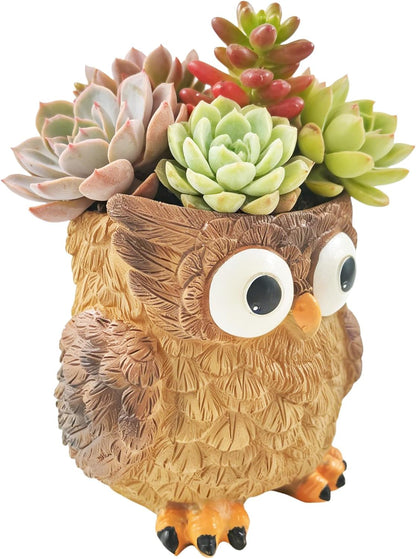 Cute Animal Resin Succulent Plant Pot Cactus Plant Pot Flower Pot Container Planter Bonsai Pots Desk Mini Ornament Pot with A Hole Idea (Frog Tree Hole)