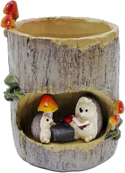 Cute Animal Resin Succulent Plant Pot Cactus Plant Pot Flower Pot Container Planter Bonsai Pots Desk Mini Ornament Pot with A Hole Idea (Frog Tree Hole)
