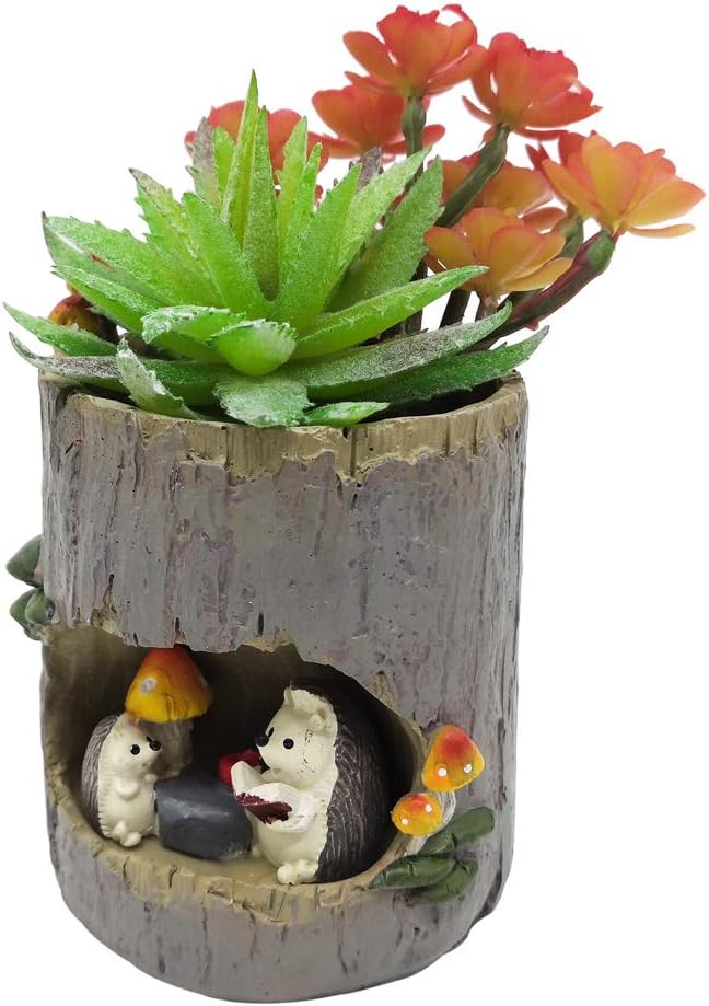 Cute Animal Resin Succulent Plant Pot Cactus Plant Pot Flower Pot Container Planter Bonsai Pots Desk Mini Ornament Pot with A Hole Idea (Frog Tree Hole)