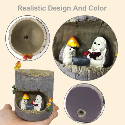 Cute Animal Resin Succulent Plant Pot Cactus Plant Pot Flower Pot Container Planter Bonsai Pots Desk Mini Ornament Pot with A Hole Idea (Frog Tree Hole)