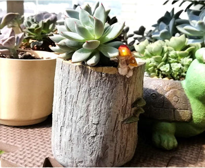 Cute Animal Resin Succulent Plant Pot Cactus Plant Pot Flower Pot Container Planter Bonsai Pots Desk Mini Ornament Pot with A Hole Idea (Frog Tree Hole)
