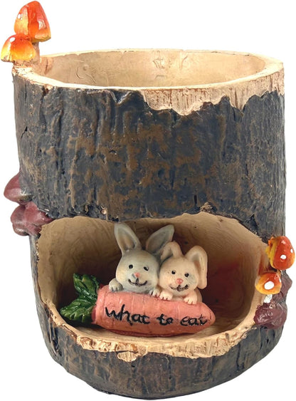 Cute Animal Resin Succulent Plant Pot Cactus Plant Pot Flower Pot Container Planter Bonsai Pots Desk Mini Ornament Pot with A Hole Idea (Frog Tree Hole)