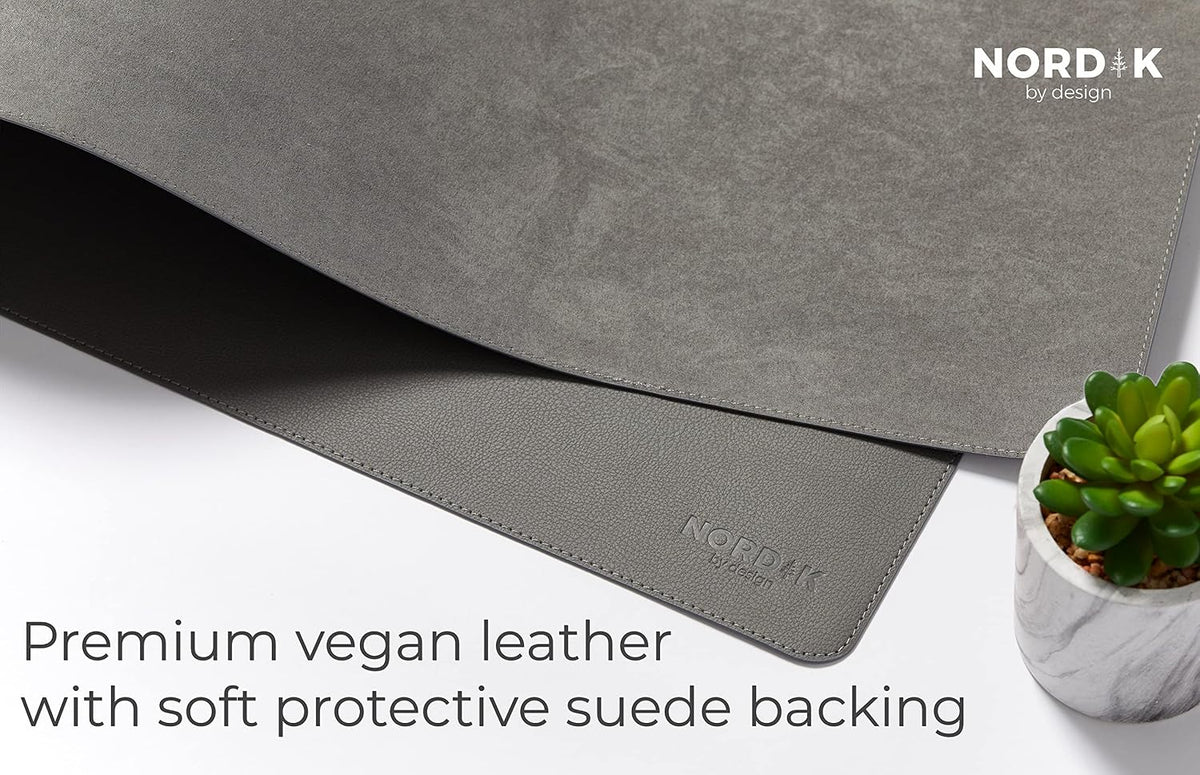 Nordik Leather Desk Mat - Midnight Blue - Large Leather Desk Pad 35x17 in