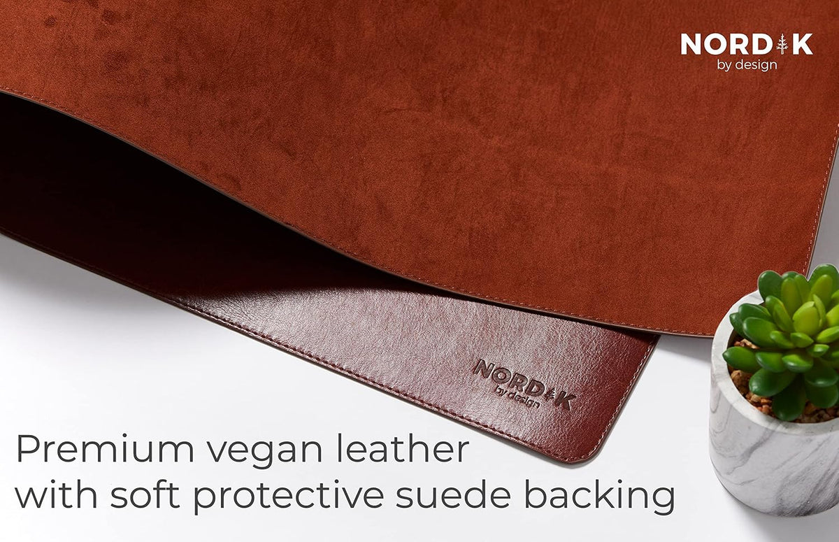 Nordik Leather Desk Mat - Midnight Blue - Large Leather Desk Pad 35x17 in