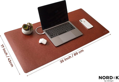 Nordik Leather Desk Mat - Midnight Blue - Large Leather Desk Pad 35x17 in